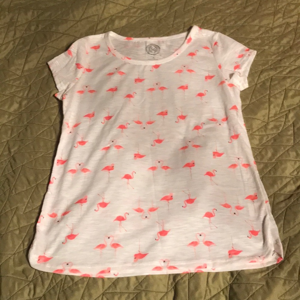 Girls Flamingo all over graphic printed tee